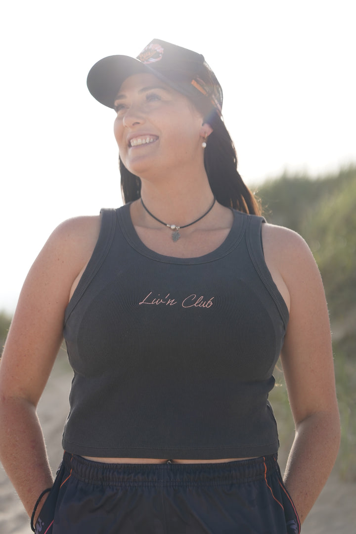 Faded Black LIVN Club Crop Tank