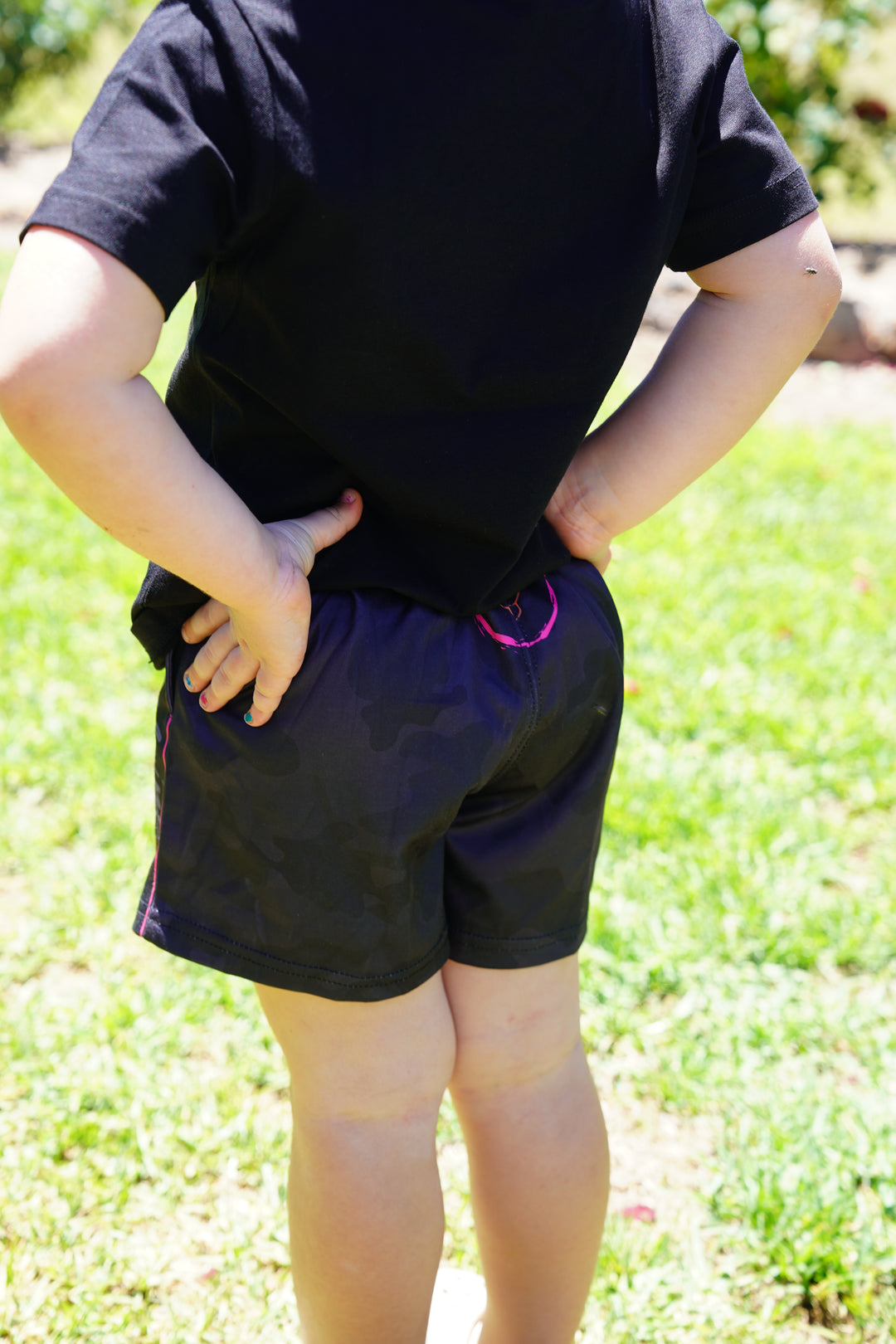 KIDS grey camo footy shorts
