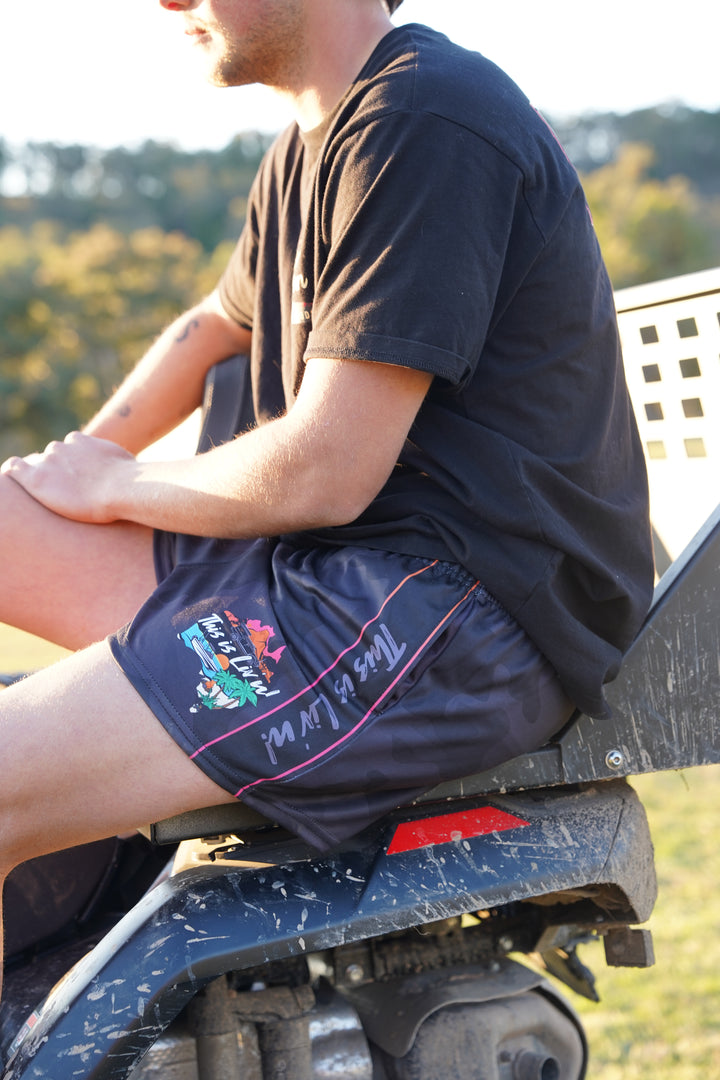 PRE SALE - ADULTS Black/Grey Camo Footy Shorts